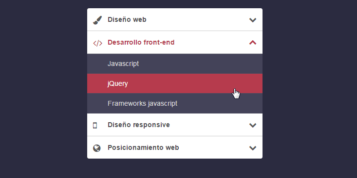 CSS3垂直手风琴折叠菜单